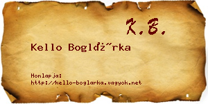 Kello Boglárka névjegykártya
